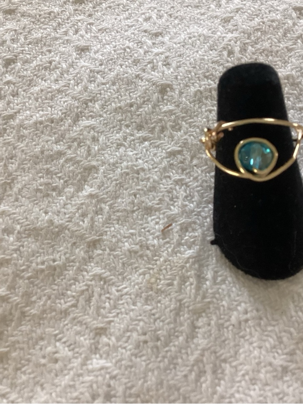 Gold-Tone Blue Glass Stone Women's Ring - Unbranded